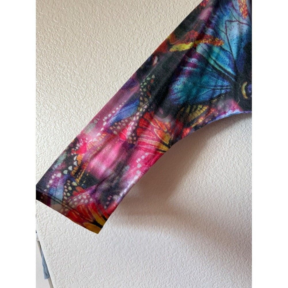 Pyramid Collection Womens Butterfly Print Tunic Top Multicolor Long Sleeve L - Picture 7 of 15